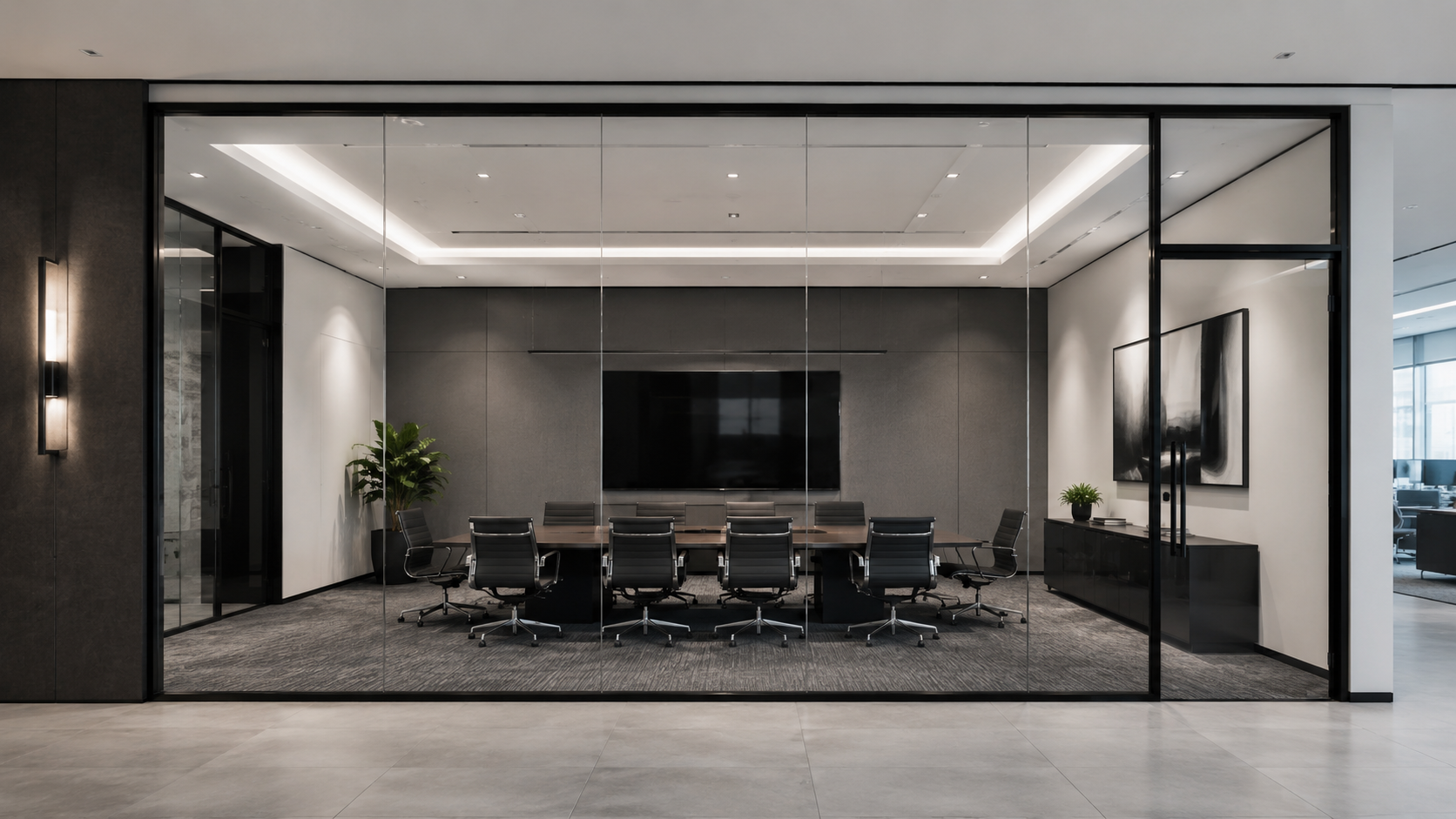 Clear powered boardroom glass state