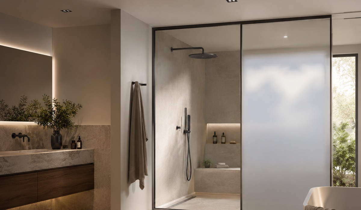 Smart film in a luxury bathroom