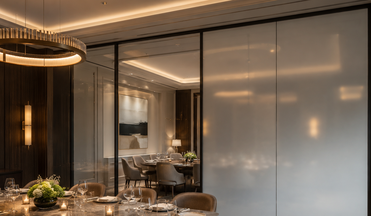 Smart film in a private dining hospitality setting