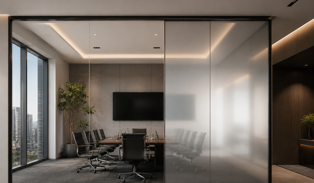 Smart film in a premium office boardroom